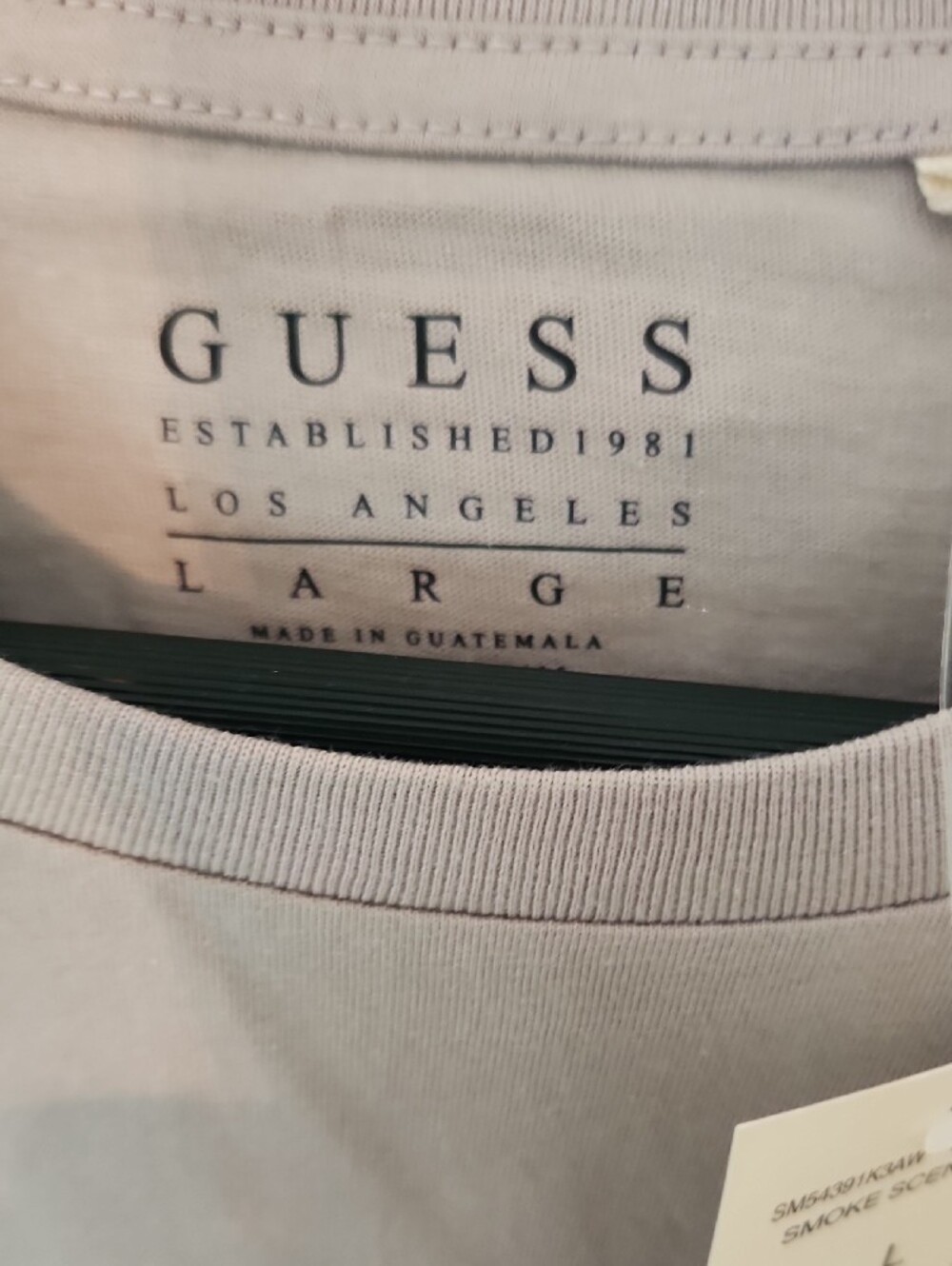 GUESS Men’s Embroidered Logo Tee in SMOKE SCENE GREY - Picture 4 of 6